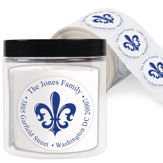 Fleur de Lis Round Address Labels
